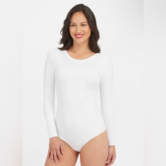 NWOT Spanx Suit Yourself White Long Sleeve Scoop Neck Bodysuit - Picture 2 of 7